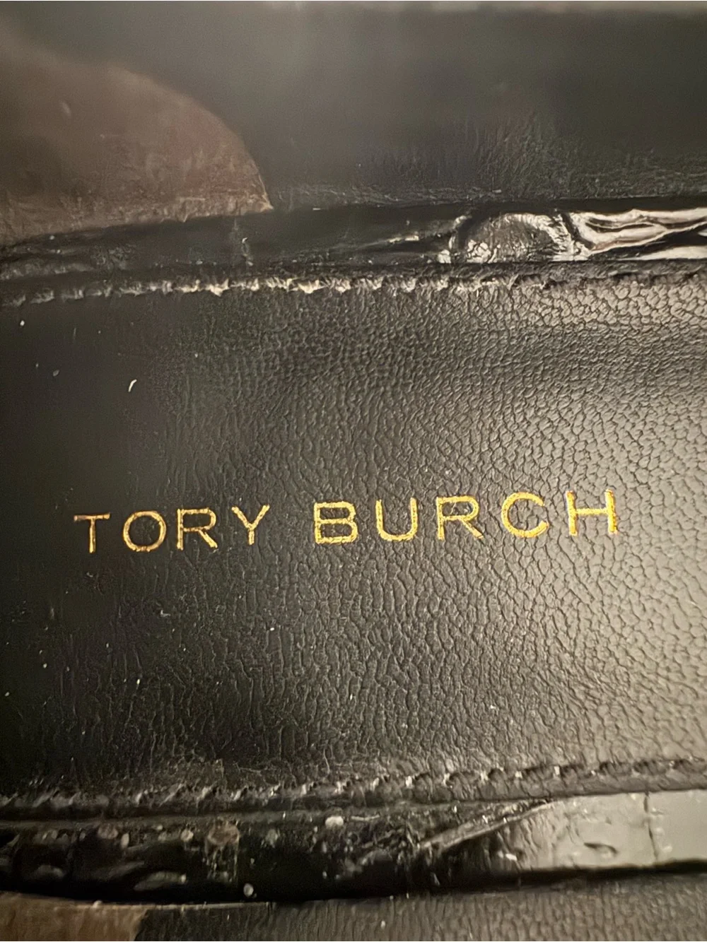 Tory Burch Black Embossed Snakeskin Double T Loafers